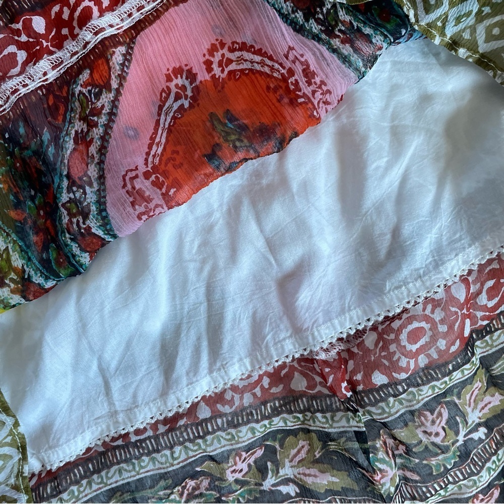 Anthropologie White Multicolor Paisley Spaghetti-Strap Maxi Dress - Picture 8 of 15